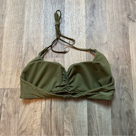 So Luna Swim Green Glittery Halter Swim Top Size Medium - Picture 2 of 7